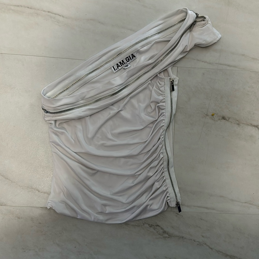 I.AM.GIA White Asymmetrical Tank Top